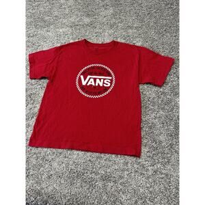 Vans Off The Wall T-Shirt Unisex Red Youth Size L Large Red Short Sleeve